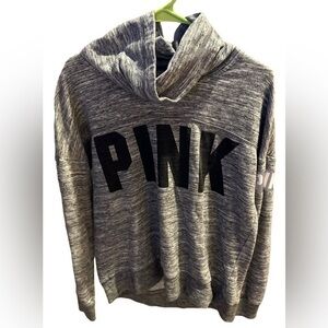 Victoria Secret Pink Gray & White Cowl Neck Sweatshirt